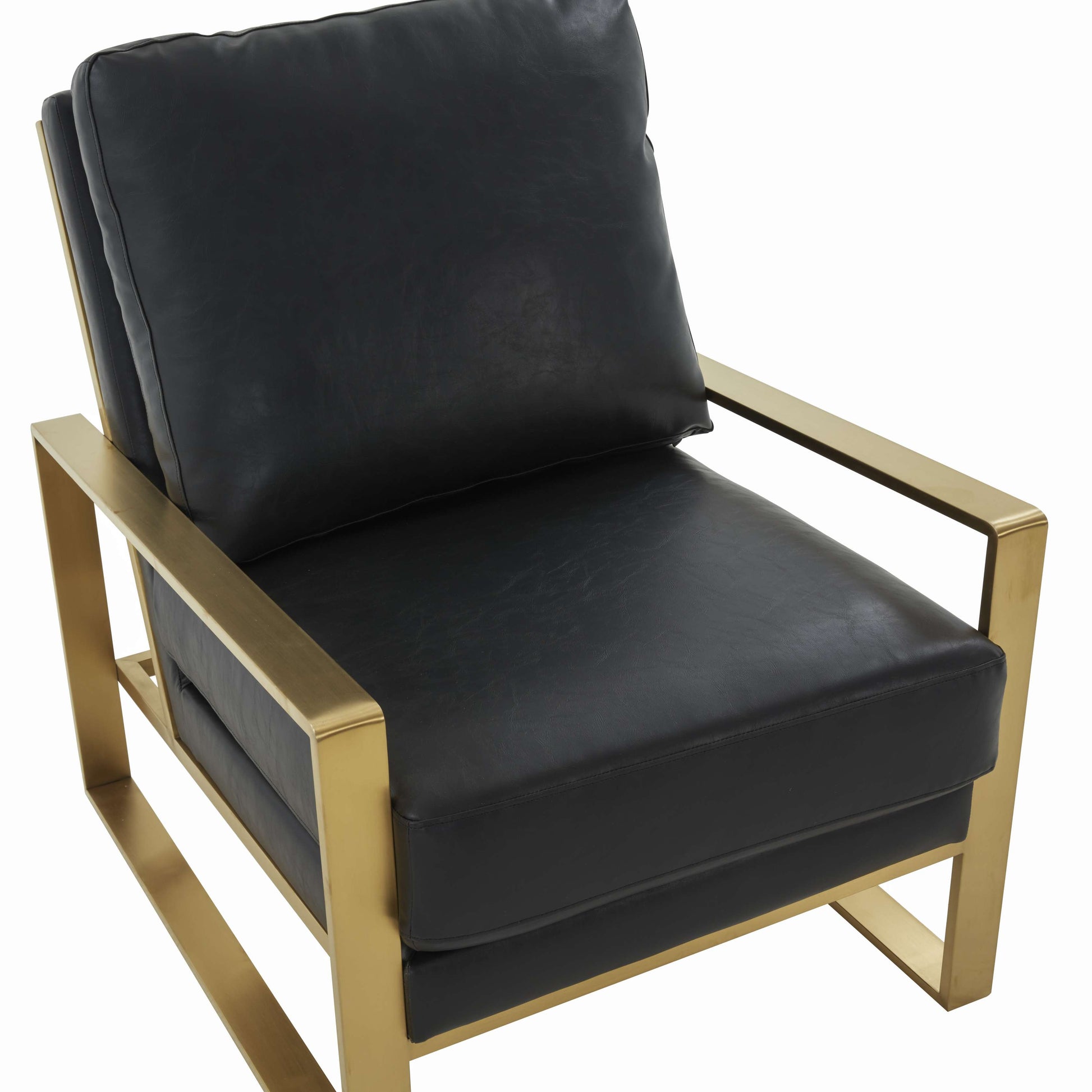 LeisureMod Jefferson Leather Modern Design Accent Armchair With Elegant Gold Frame | Armchairs | Modishstore - 6