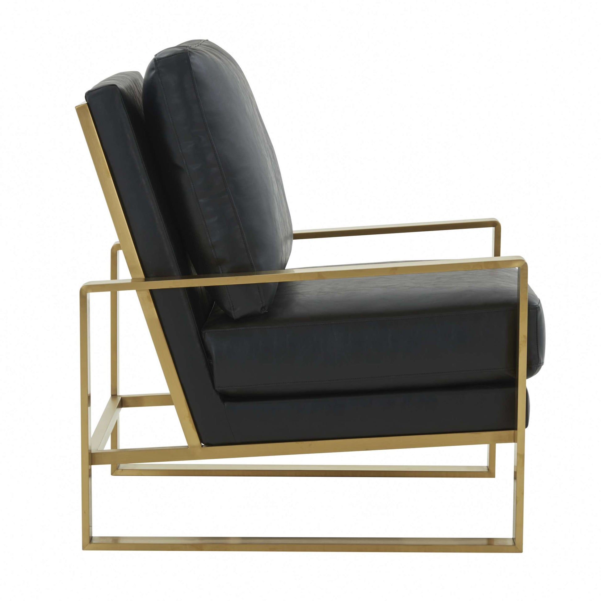 LeisureMod Jefferson Leather Modern Design Accent Armchair With Elegant Gold Frame | Armchairs | Modishstore - 4