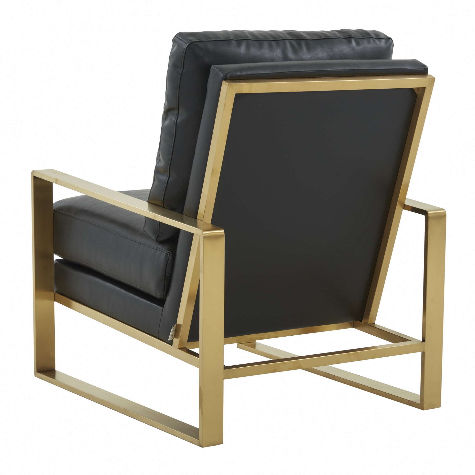 LeisureMod Jefferson Leather Modern Design Accent Armchair With Elegant Gold Frame | Armchairs | Modishstore - 3