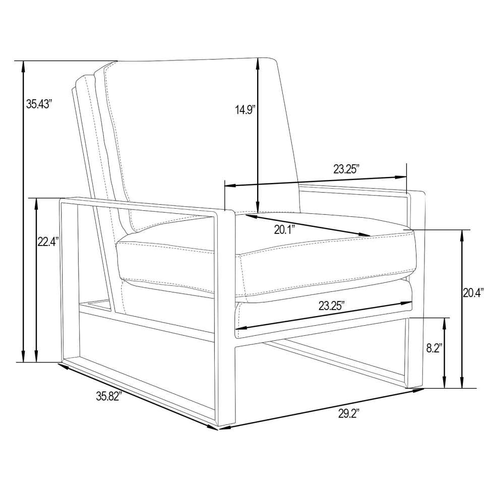 LeisureMod Jefferson Leather Modern Design Accent Armchair With Elegant Gold Frame | Armchairs | Modishstore - 7