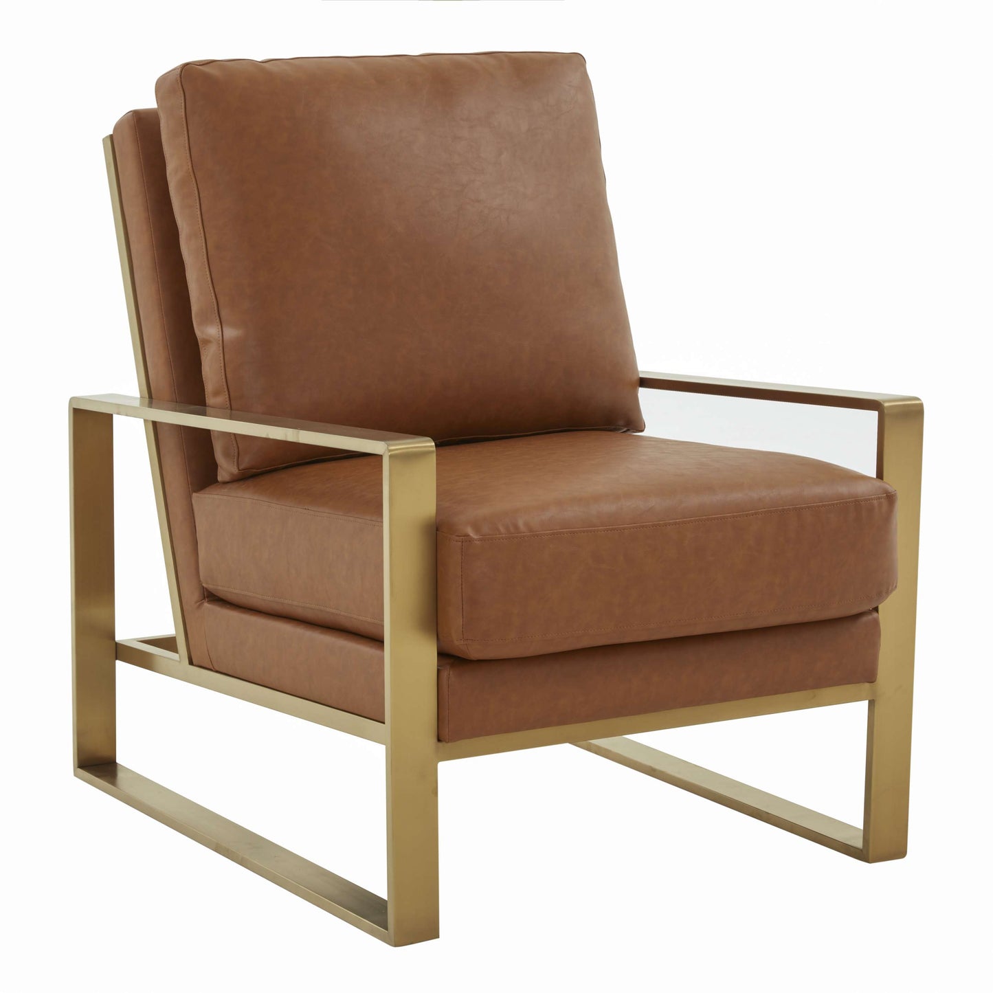 LeisureMod Jefferson Leather Modern Design Accent Armchair With Elegant Gold Frame | Armchairs | Modishstore - 12