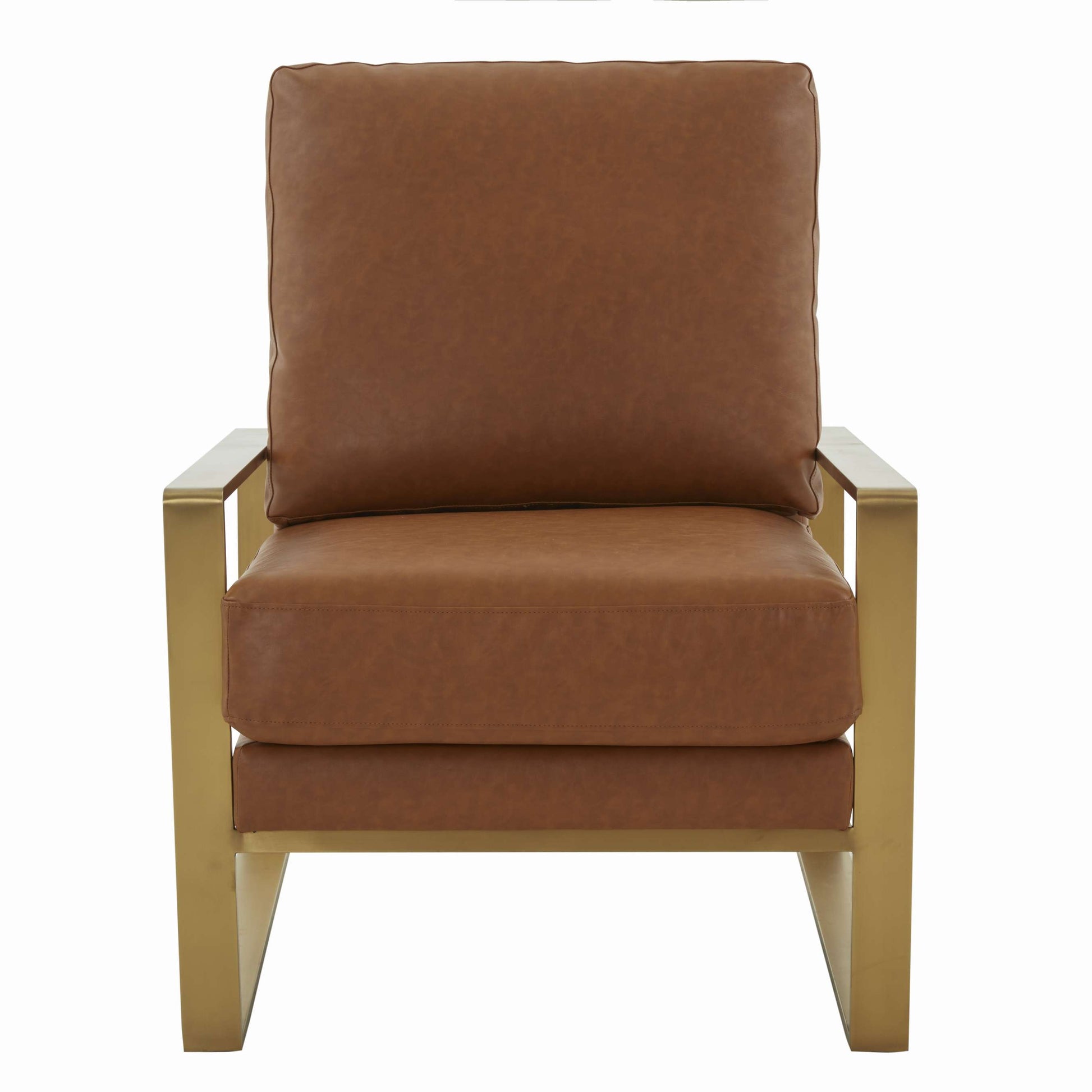LeisureMod Jefferson Leather Modern Design Accent Armchair With Elegant Gold Frame | Armchairs | Modishstore - 13