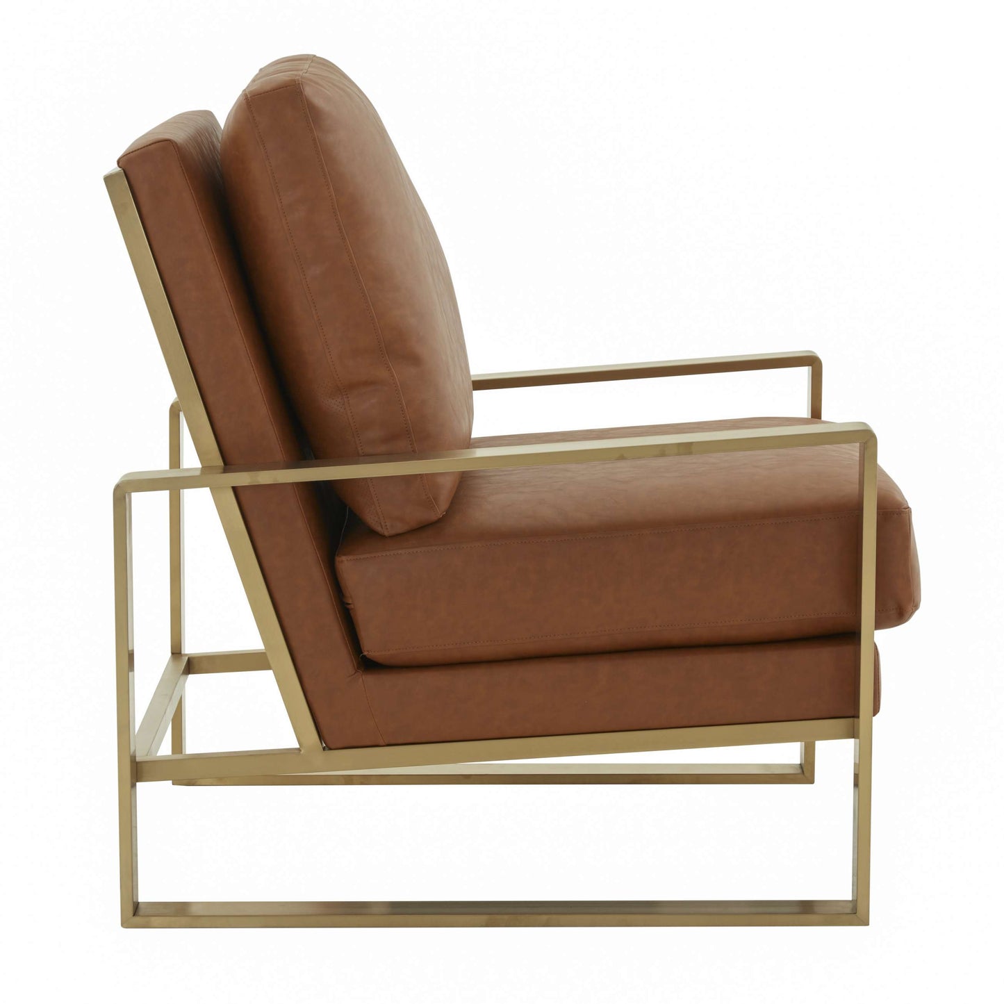 LeisureMod Jefferson Leather Modern Design Accent Armchair With Elegant Gold Frame | Armchairs | Modishstore - 11