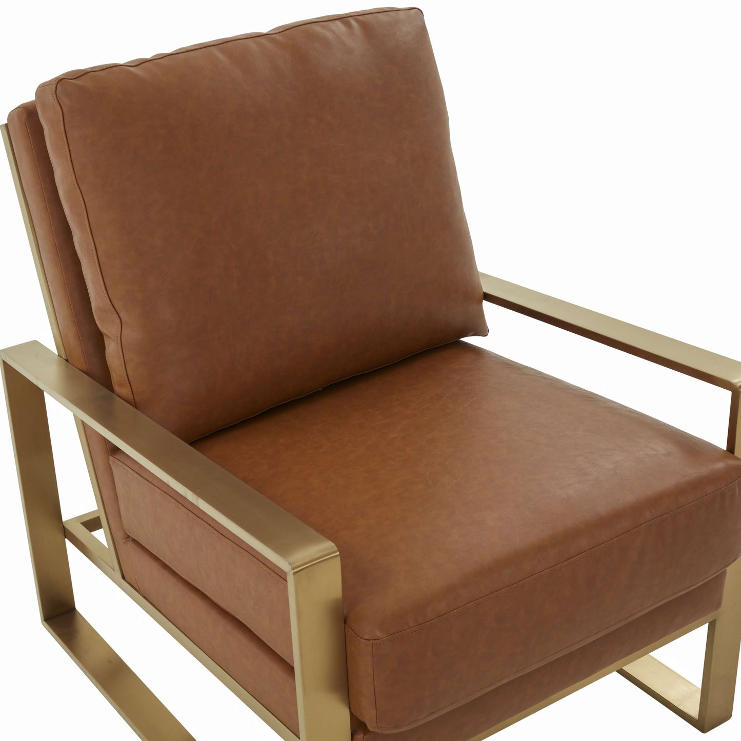 LeisureMod Jefferson Leather Modern Design Accent Armchair With Elegant Gold Frame | Armchairs | Modishstore - 9