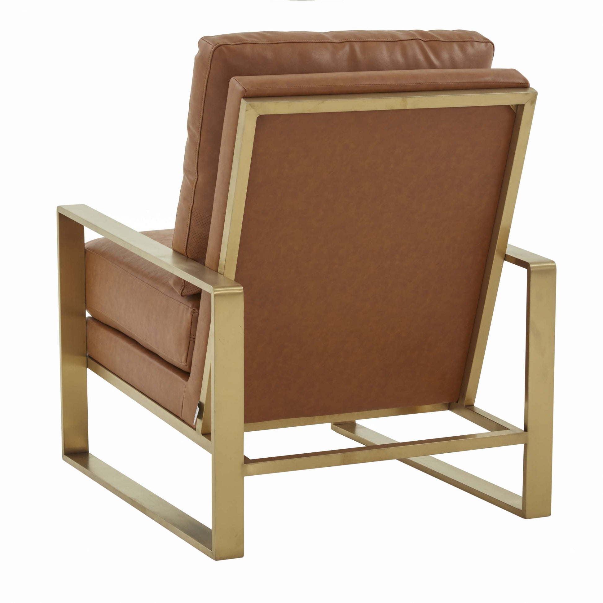 LeisureMod Jefferson Leather Modern Design Accent Armchair With Elegant Gold Frame | Armchairs | Modishstore - 10