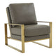 LeisureMod Jefferson Leather Modern Design Accent Armchair With Elegant Gold Frame | Armchairs | Modishstore - 17