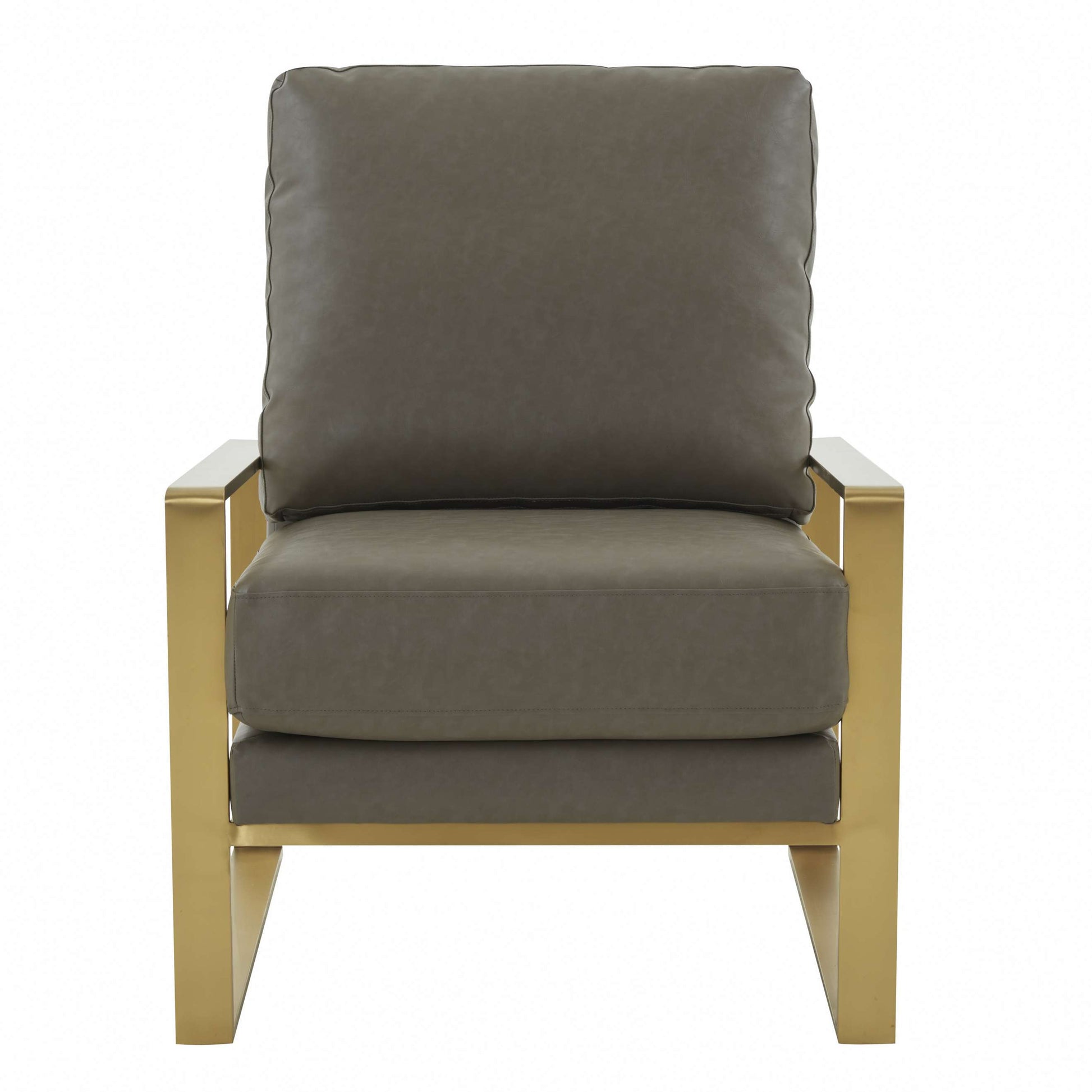 LeisureMod Jefferson Leather Modern Design Accent Armchair With Elegant Gold Frame | Armchairs | Modishstore - 18