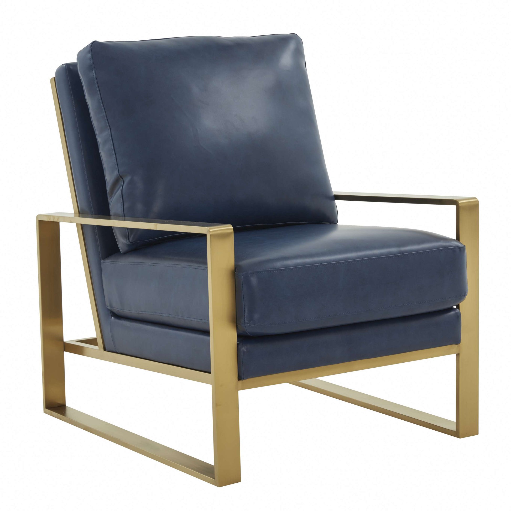 LeisureMod Jefferson Leather Modern Design Accent Armchair With Elegant Gold Frame | Armchairs | Modishstore - 24