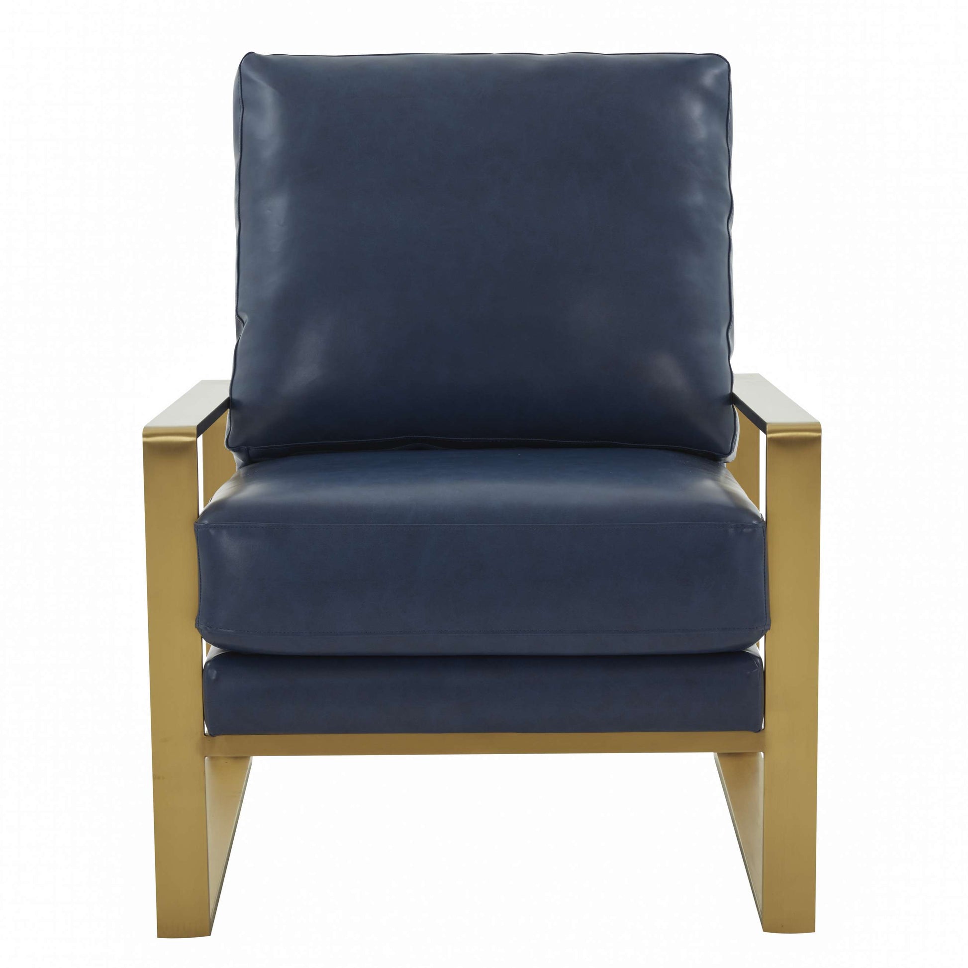 LeisureMod Jefferson Leather Modern Design Accent Armchair With Elegant Gold Frame | Armchairs | Modishstore - 25
