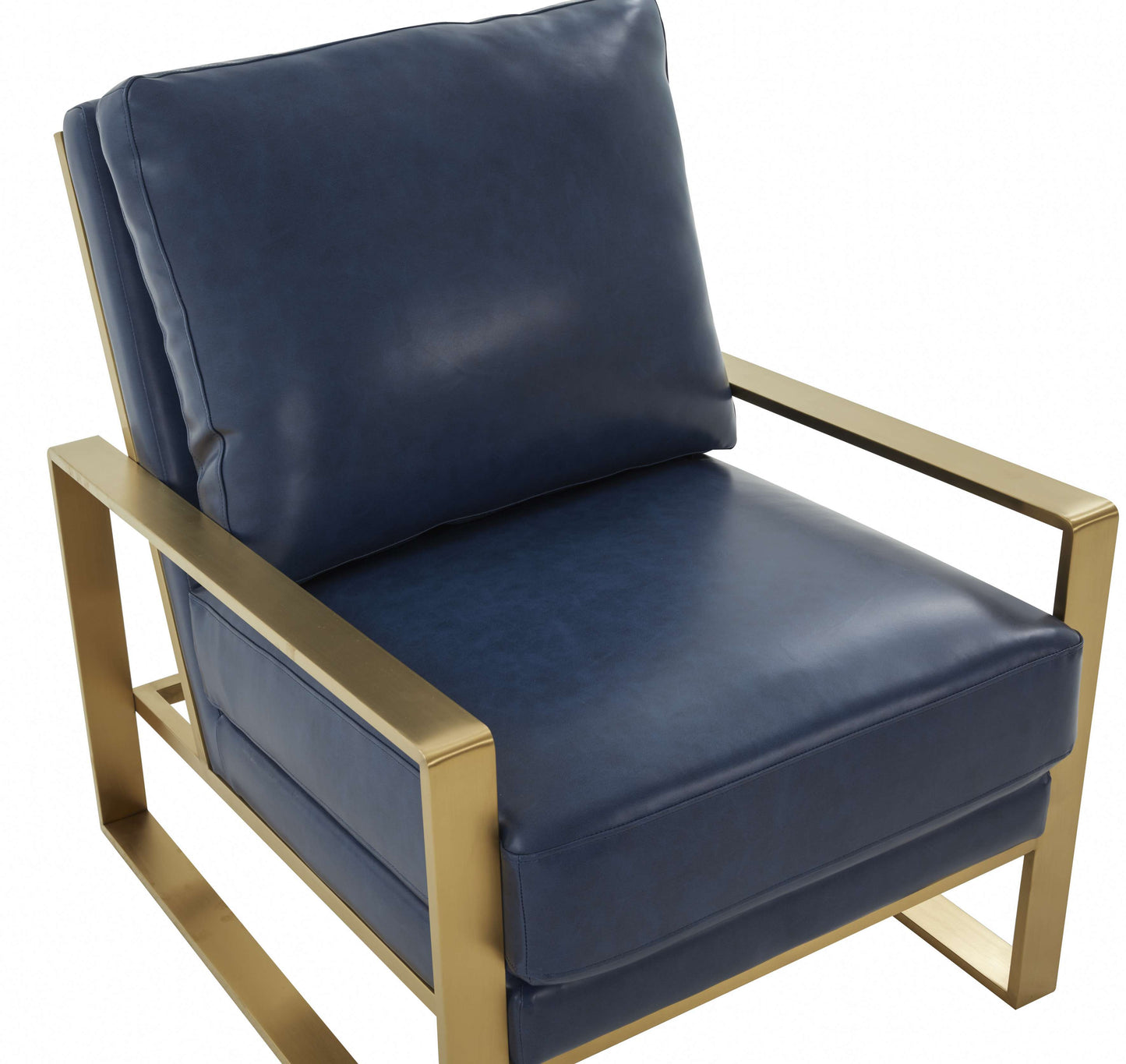 LeisureMod Jefferson Leather Modern Design Accent Armchair With Elegant Gold Frame | Armchairs | Modishstore - 21