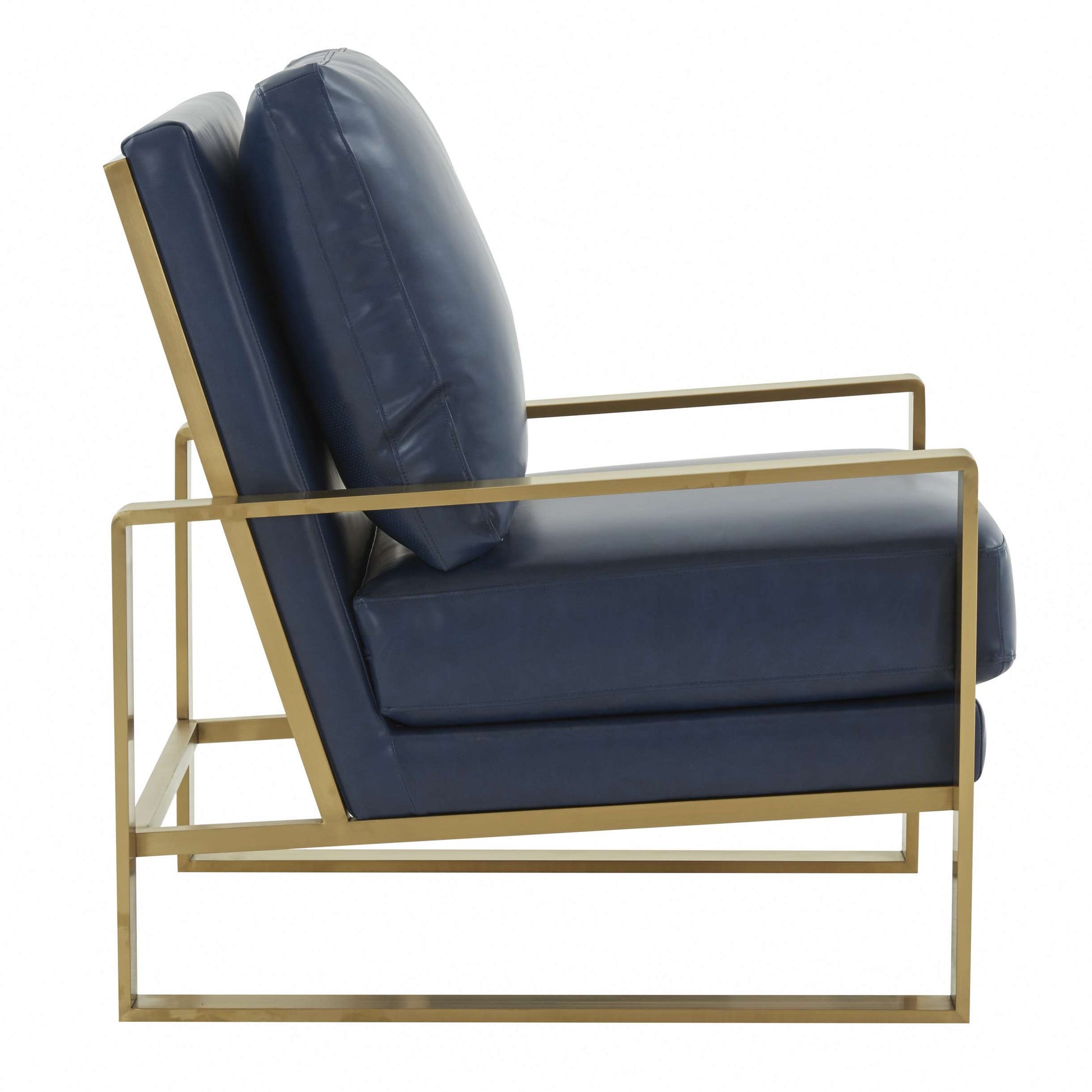 LeisureMod Jefferson Leather Modern Design Accent Armchair With Elegant Gold Frame | Armchairs | Modishstore - 23