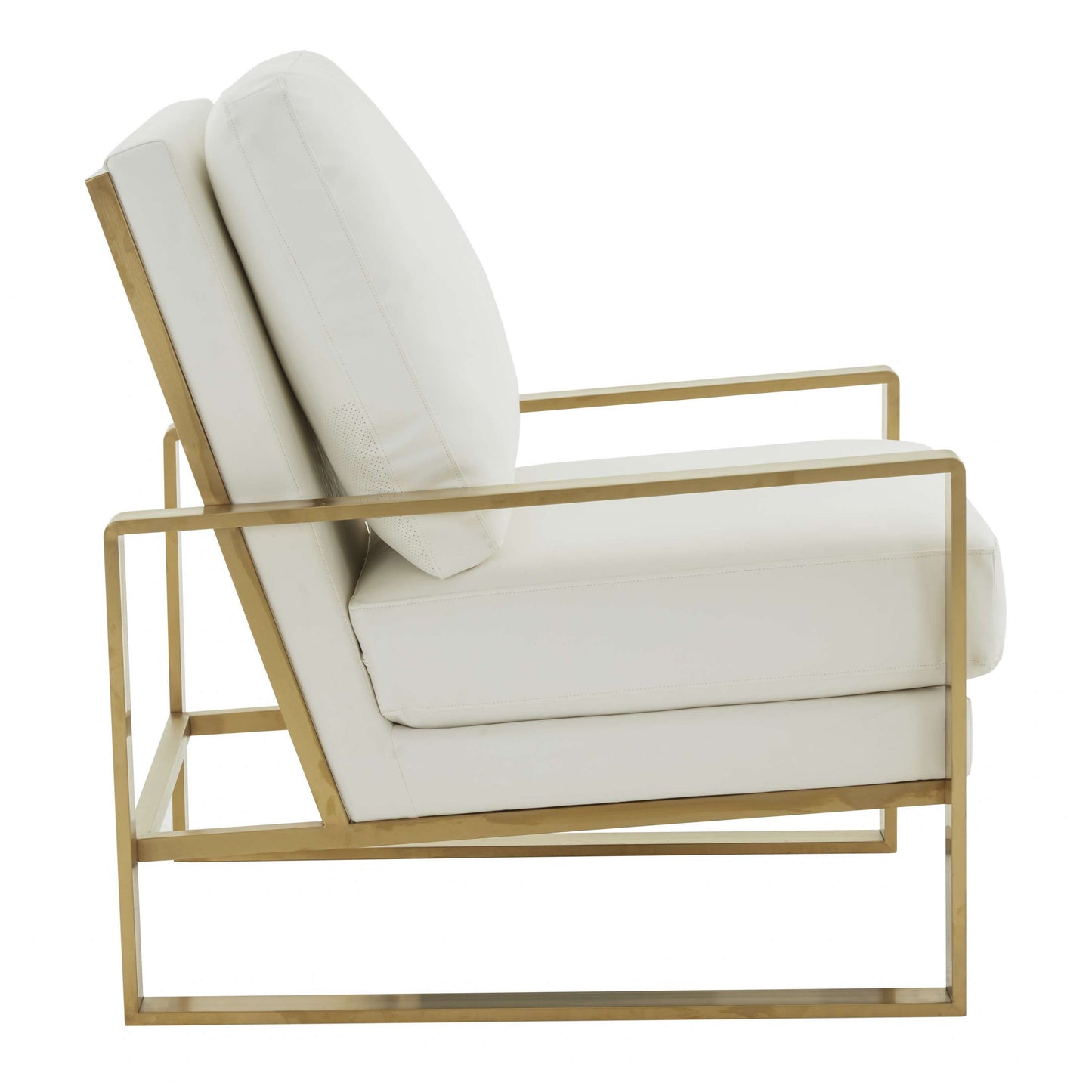 LeisureMod Jefferson Leather Modern Design Accent Armchair With Elegant Gold Frame | Armchairs | Modishstore - 29