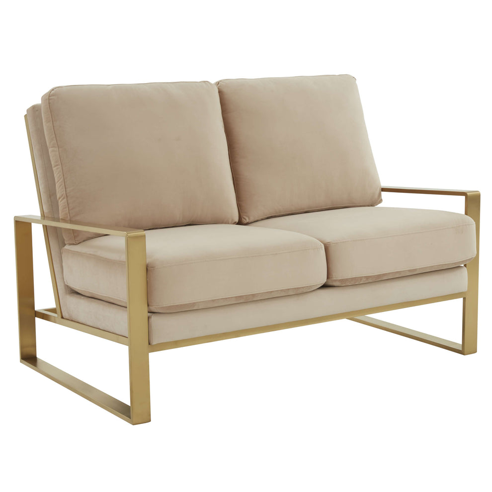 Leisuremod Jefferson Contemporary Modern Velvet Loveseat With Gold Frame | Loveseats | Modishstore - 4
