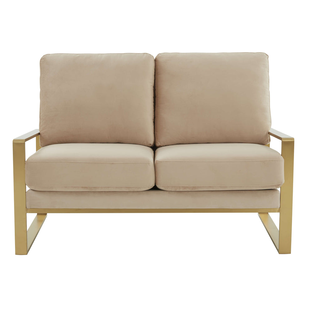 Leisuremod Jefferson Contemporary Modern Velvet Loveseat With Gold Frame | Loveseats | Modishstore - 5