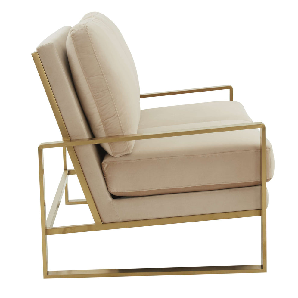 Leisuremod Jefferson Contemporary Modern Velvet Loveseat With Gold Frame | Loveseats | Modishstore - 3