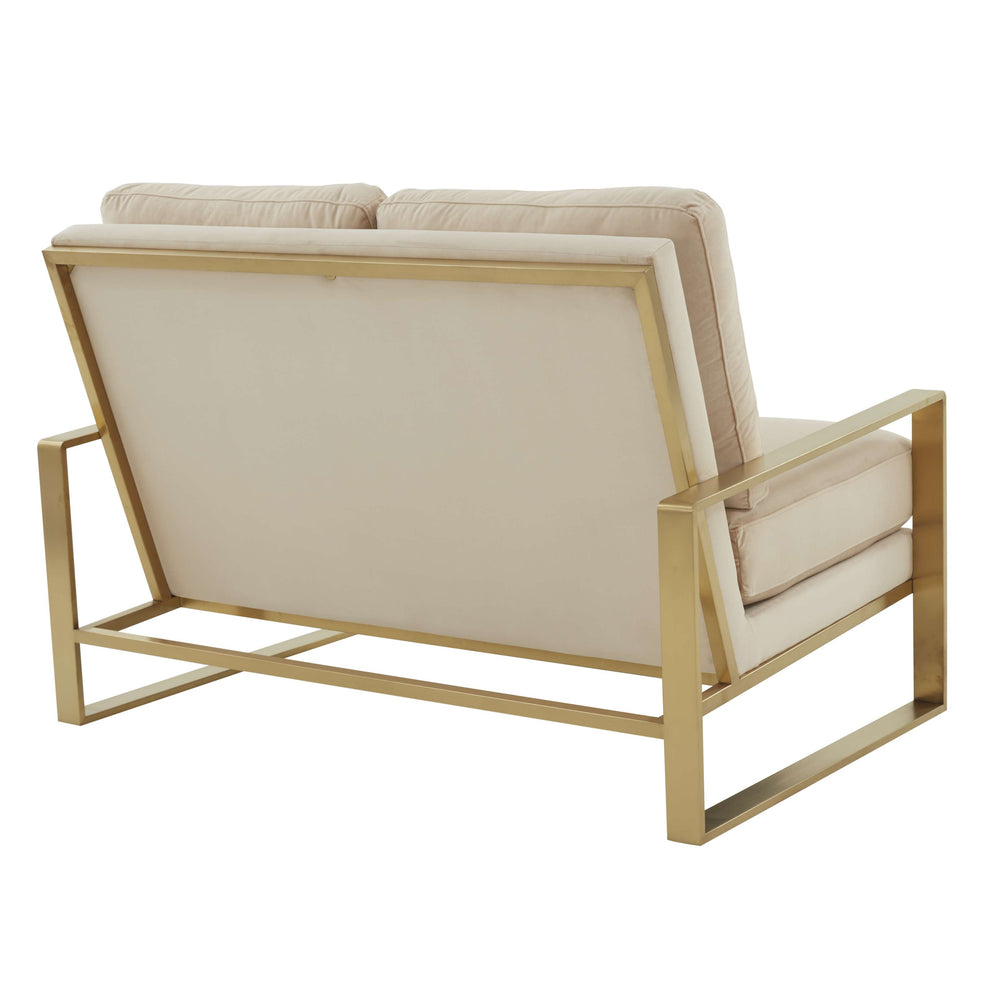 Leisuremod Jefferson Contemporary Modern Velvet Loveseat With Gold Frame | Loveseats | Modishstore - 2