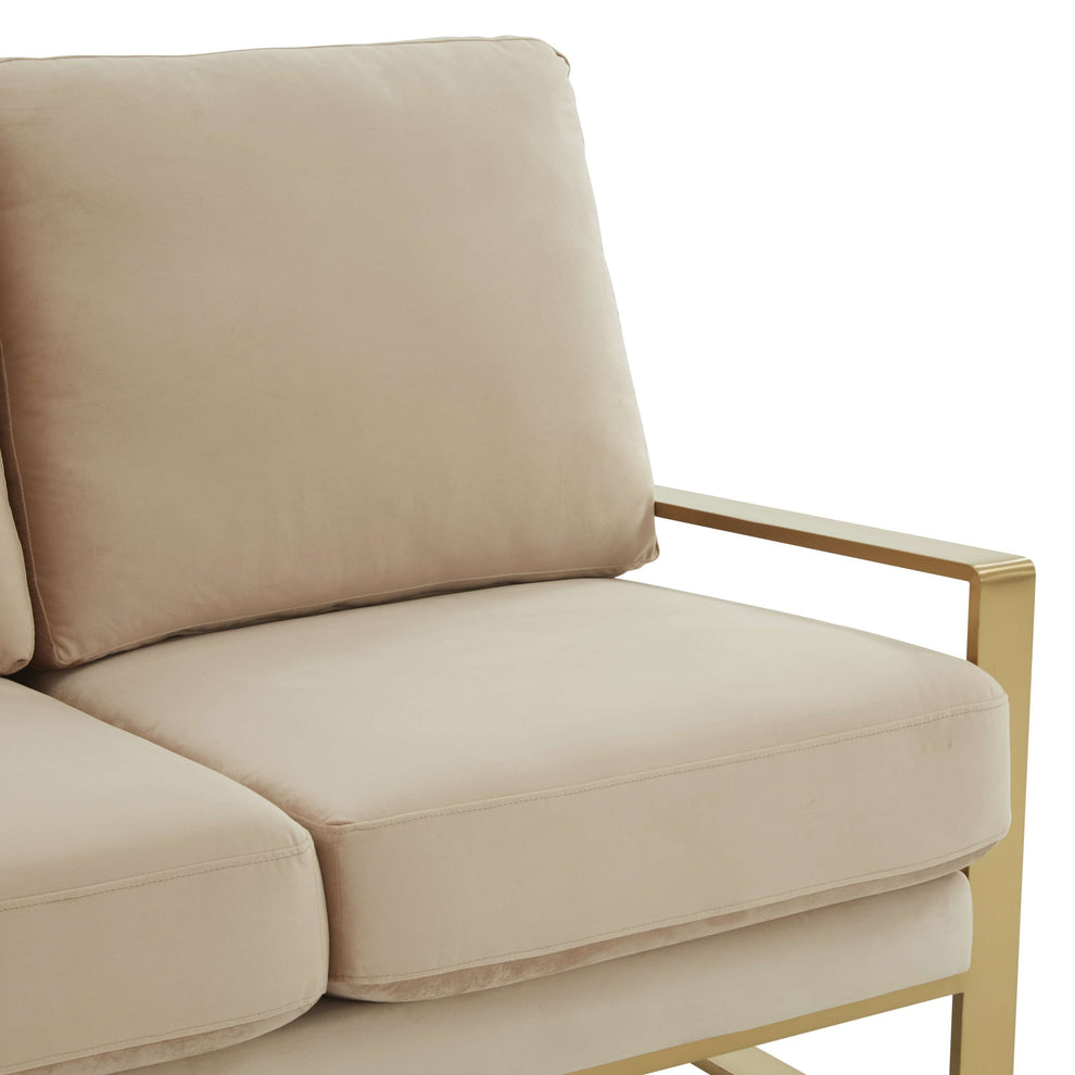 Leisuremod Jefferson Contemporary Modern Velvet Loveseat With Gold Frame | Loveseats | Modishstore - 6