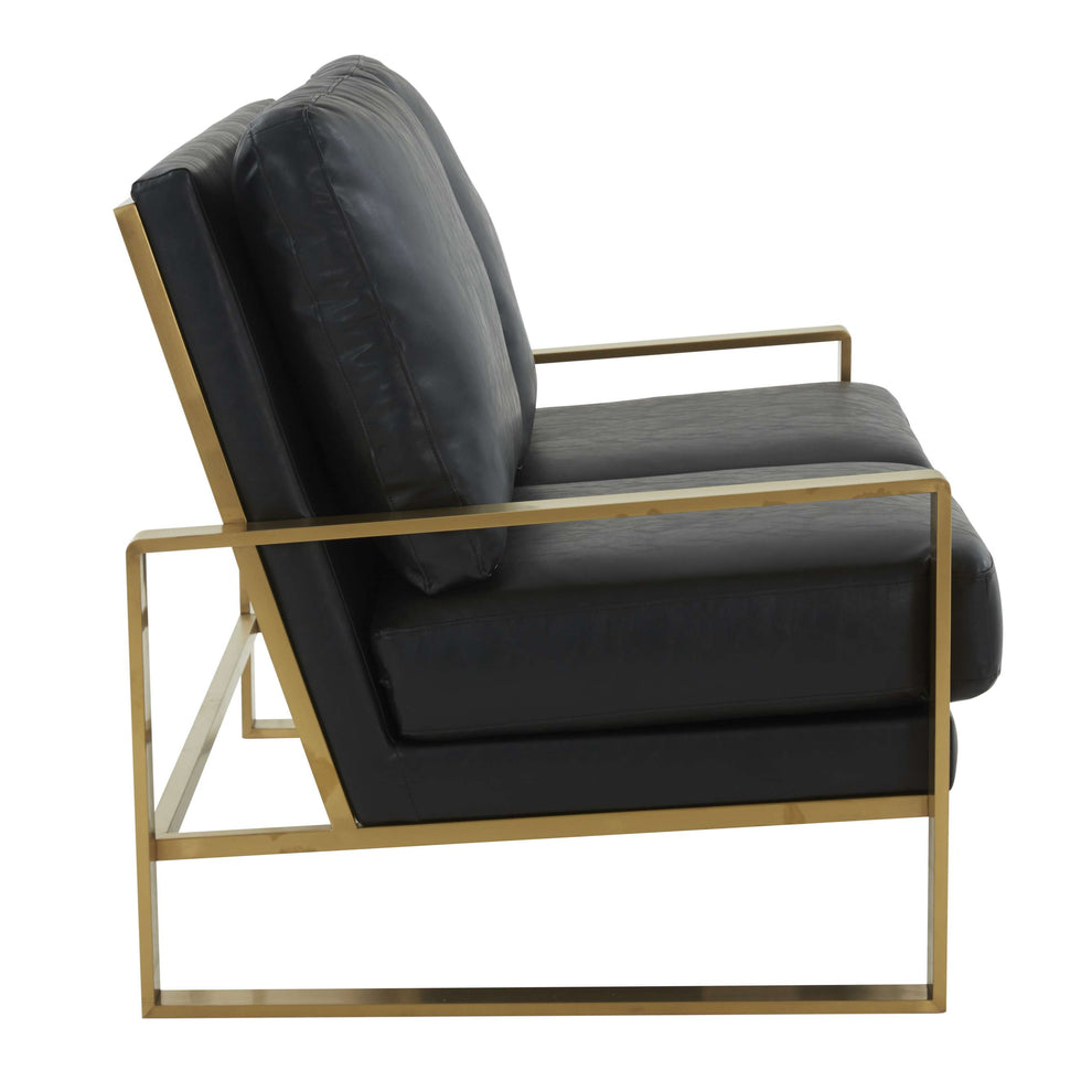 LeisureMod Leather Loveseat - Gold Frame - Black | Loveseats | Modishstore - 3
