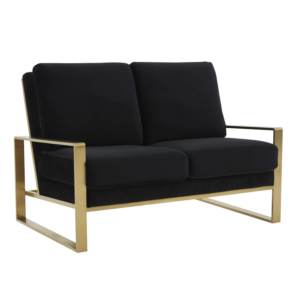 Leisuremod Jefferson Contemporary Modern Velvet Loveseat With Gold Frame | Loveseats | Modishstore - 11
