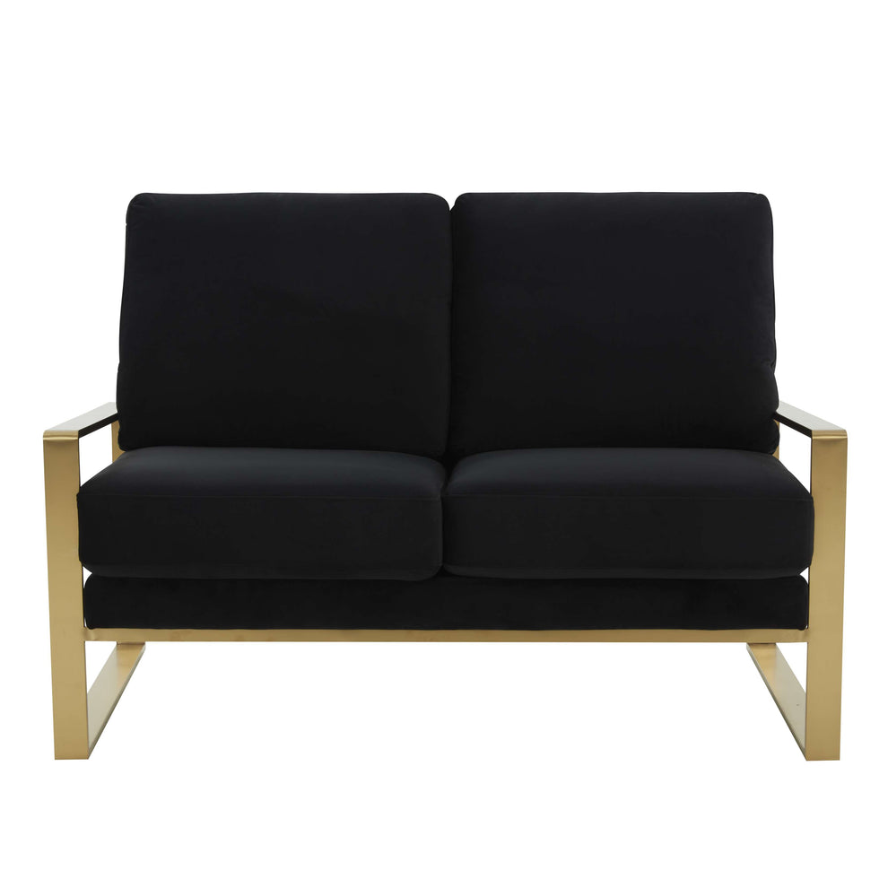 Leisuremod Jefferson Contemporary Modern Velvet Loveseat With Gold Frame | Loveseats | Modishstore - 12