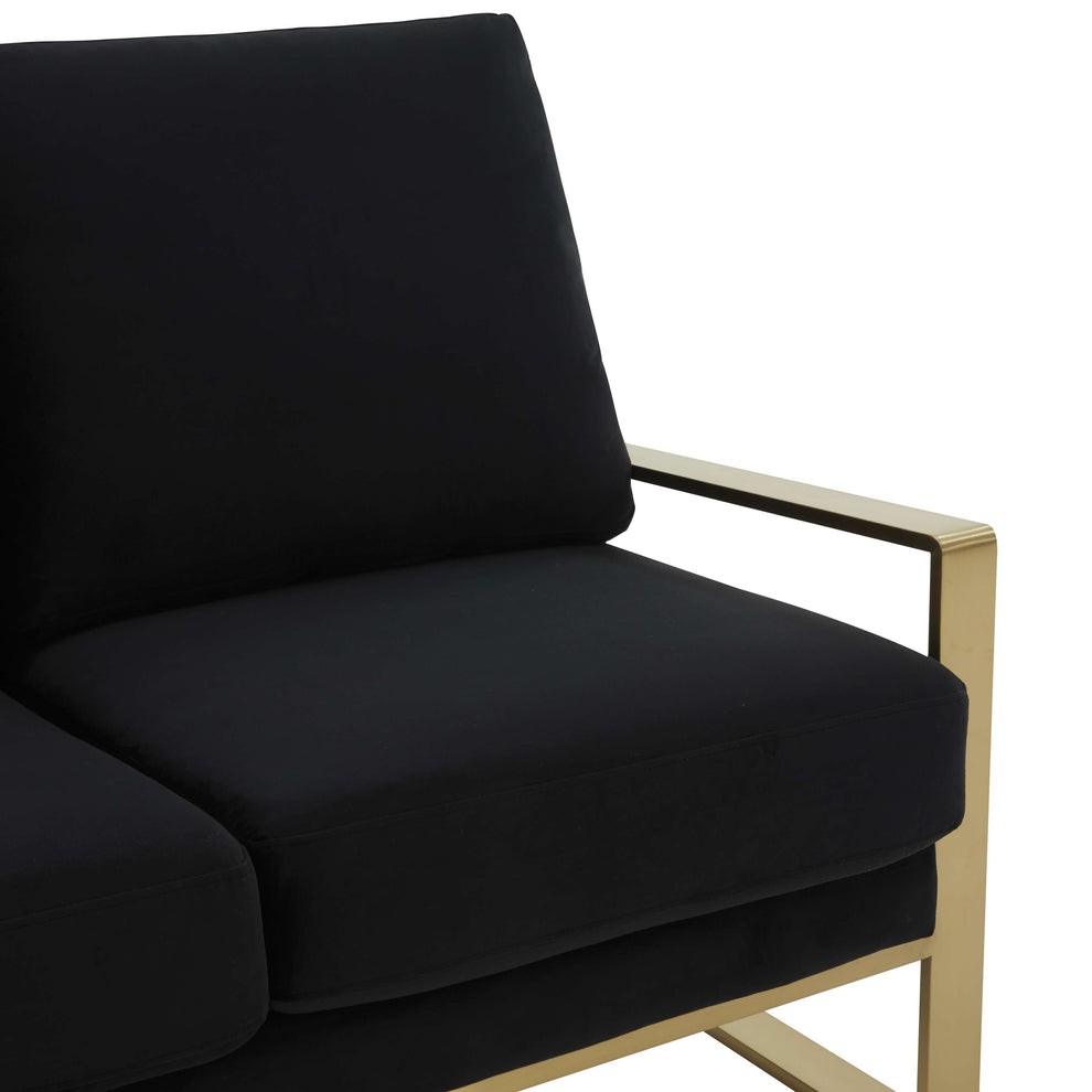 Leisuremod Jefferson Contemporary Modern Velvet Loveseat With Gold Frame | Loveseats | Modishstore - 13