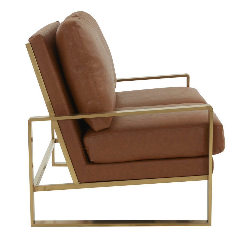 LeisureMod Leather Loveseat - Gold Frame - Black | Loveseats | Modishstore - 10