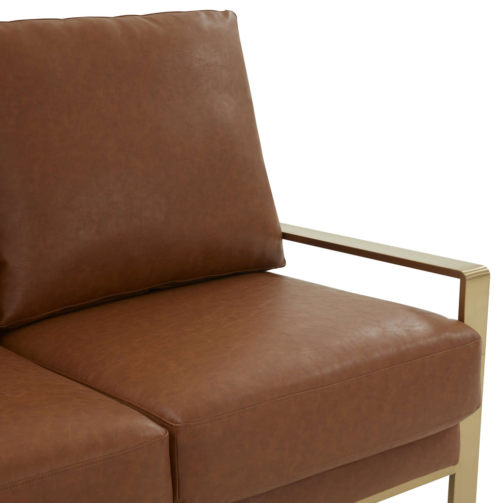 LeisureMod Leather Loveseat - Gold Frame - Black | Loveseats | Modishstore - 13