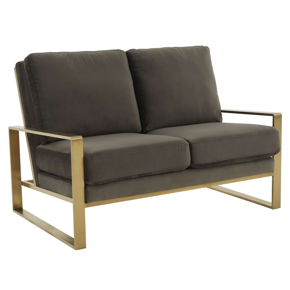 Leisuremod Jefferson Contemporary Modern Velvet Loveseat With Gold Frame | Loveseats | Modishstore - 17