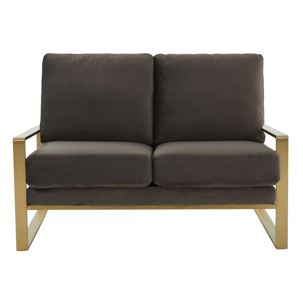 Leisuremod Jefferson Contemporary Modern Velvet Loveseat With Gold Frame | Loveseats | Modishstore - 18
