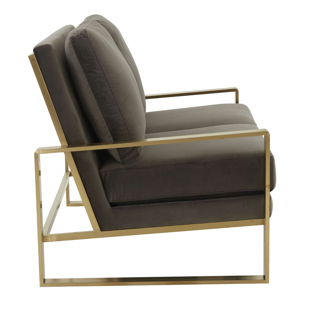 Leisuremod Jefferson Contemporary Modern Velvet Loveseat With Gold Frame | Loveseats | Modishstore - 16