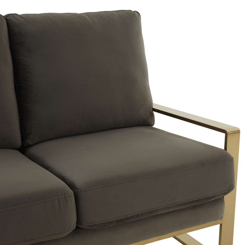 Leisuremod Jefferson Contemporary Modern Velvet Loveseat With Gold Frame | Loveseats | Modishstore - 19