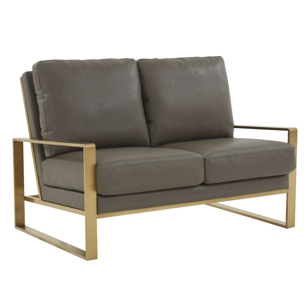 LeisureMod Leather Loveseat - Gold Frame - Black | Loveseats | Modishstore - 17