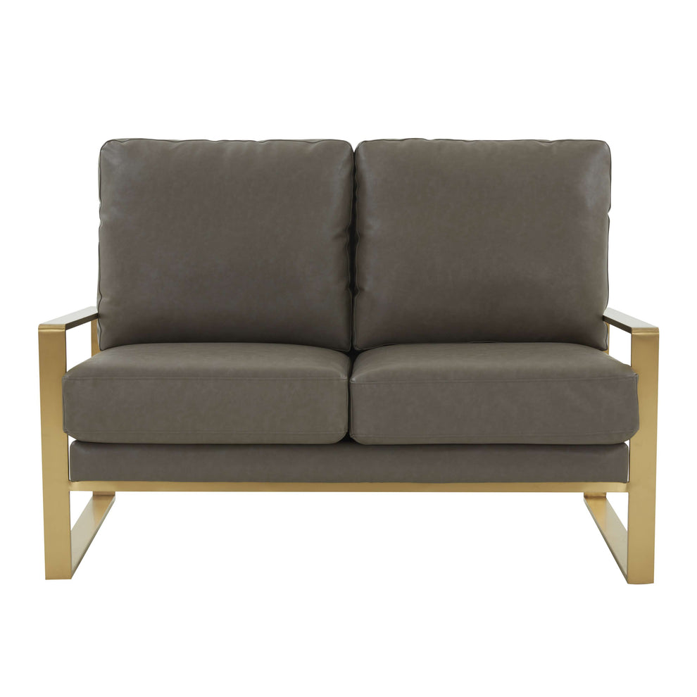 LeisureMod Leather Loveseat - Gold Frame - Black | Loveseats | Modishstore - 18