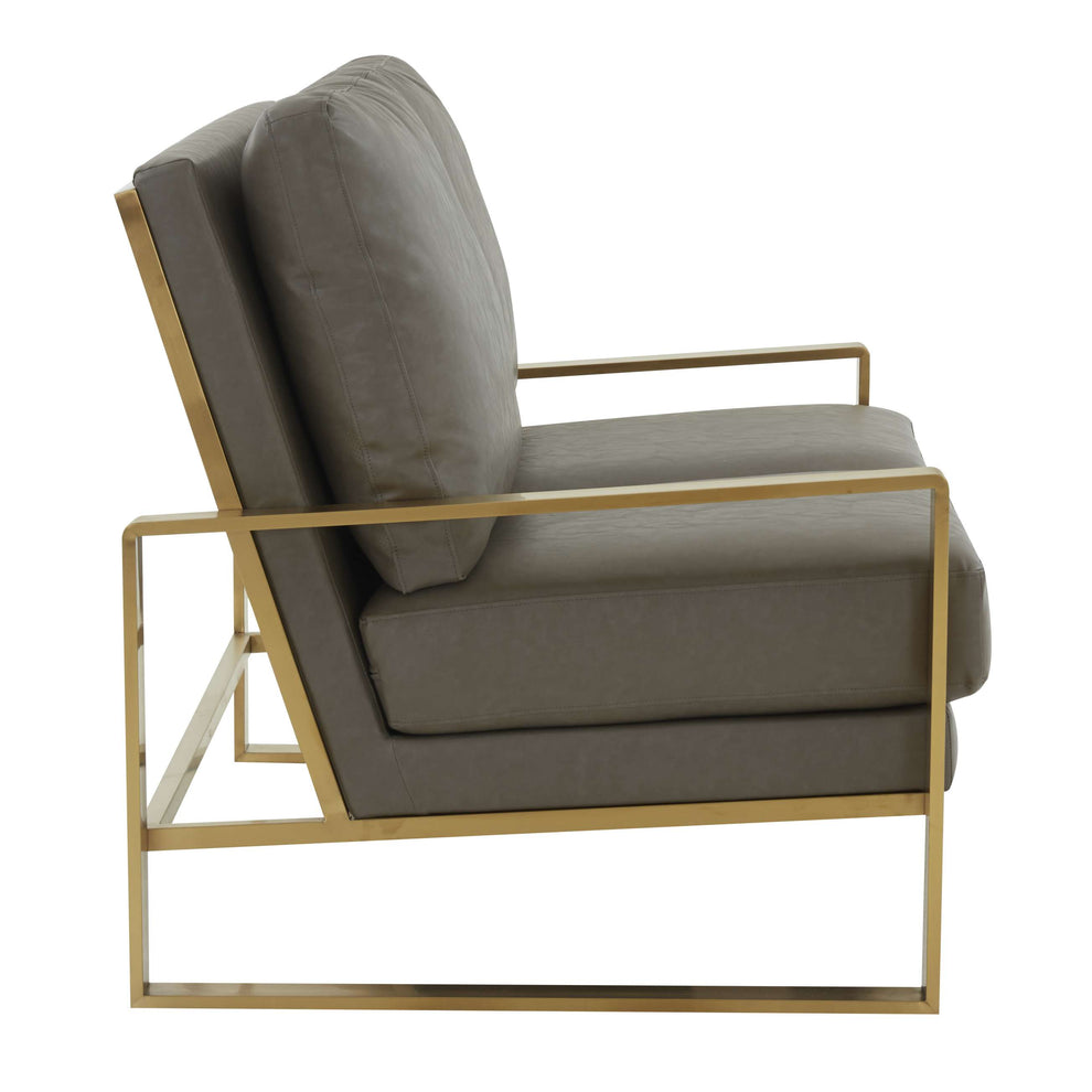LeisureMod Leather Loveseat - Gold Frame - Black | Loveseats | Modishstore - 16
