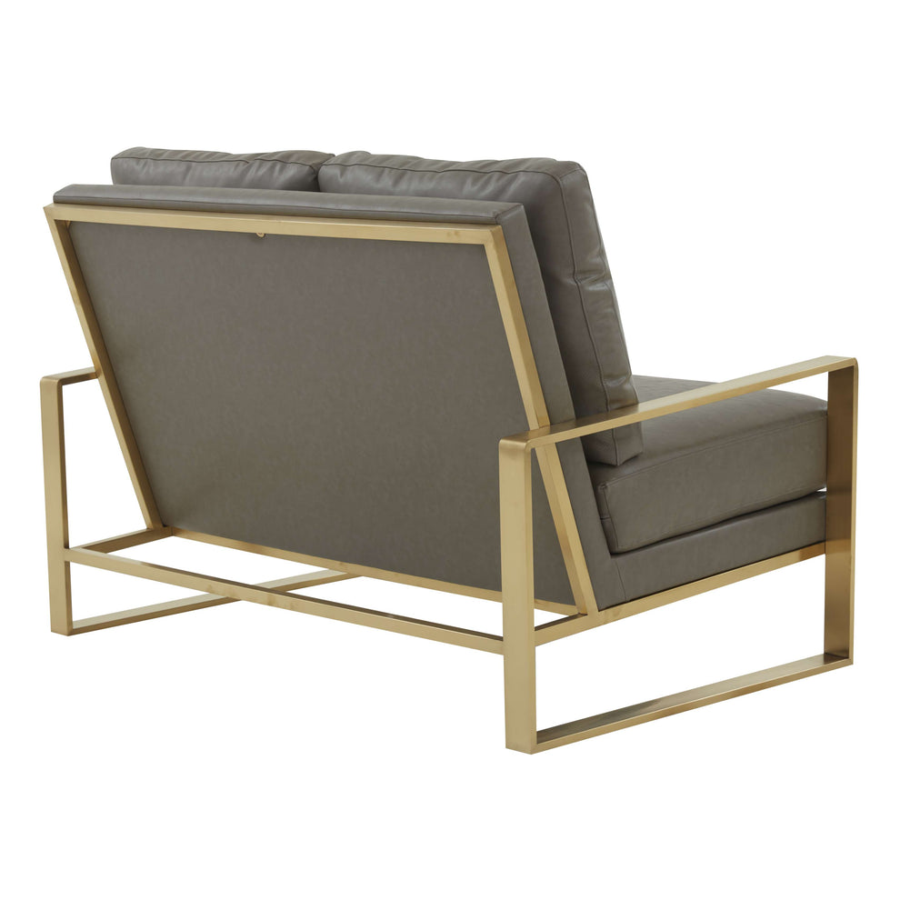 LeisureMod Leather Loveseat - Gold Frame - Black | Loveseats | Modishstore - 15