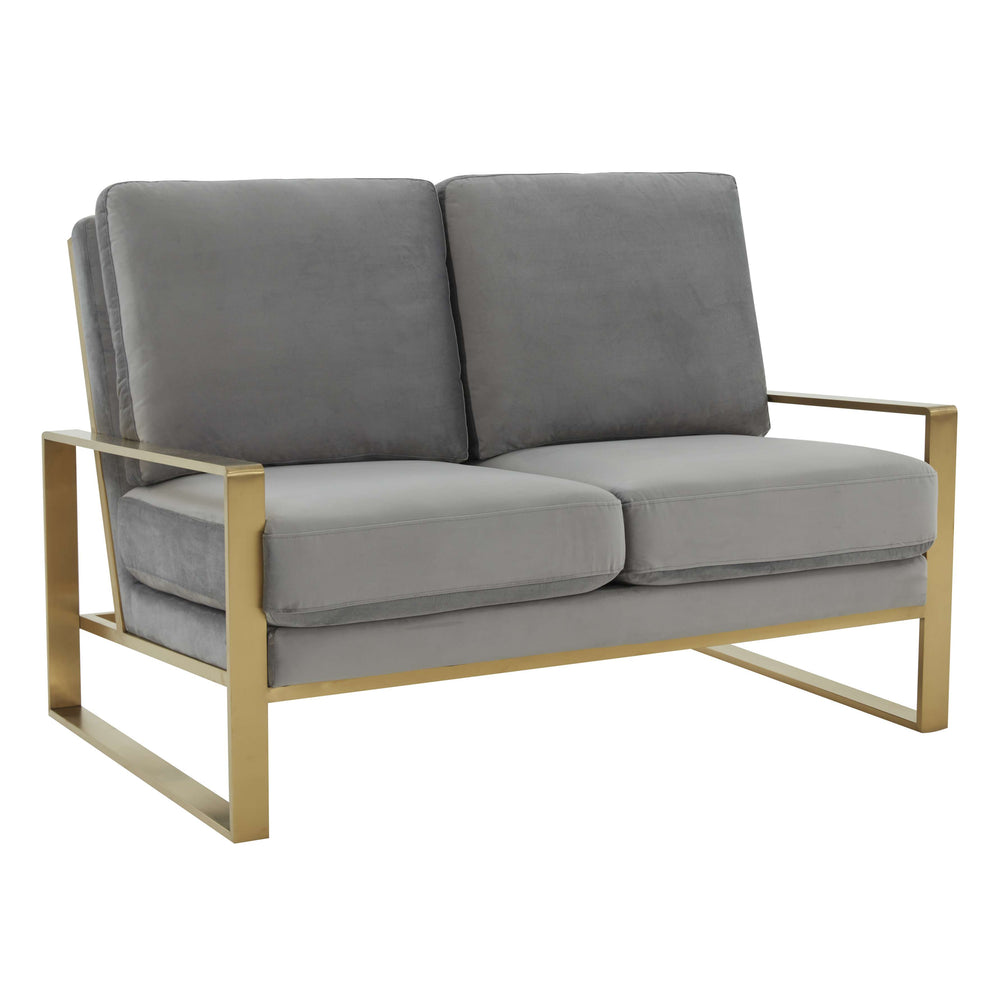 Leisuremod Jefferson Contemporary Modern Velvet Loveseat With Gold Frame | Loveseats | Modishstore - 24