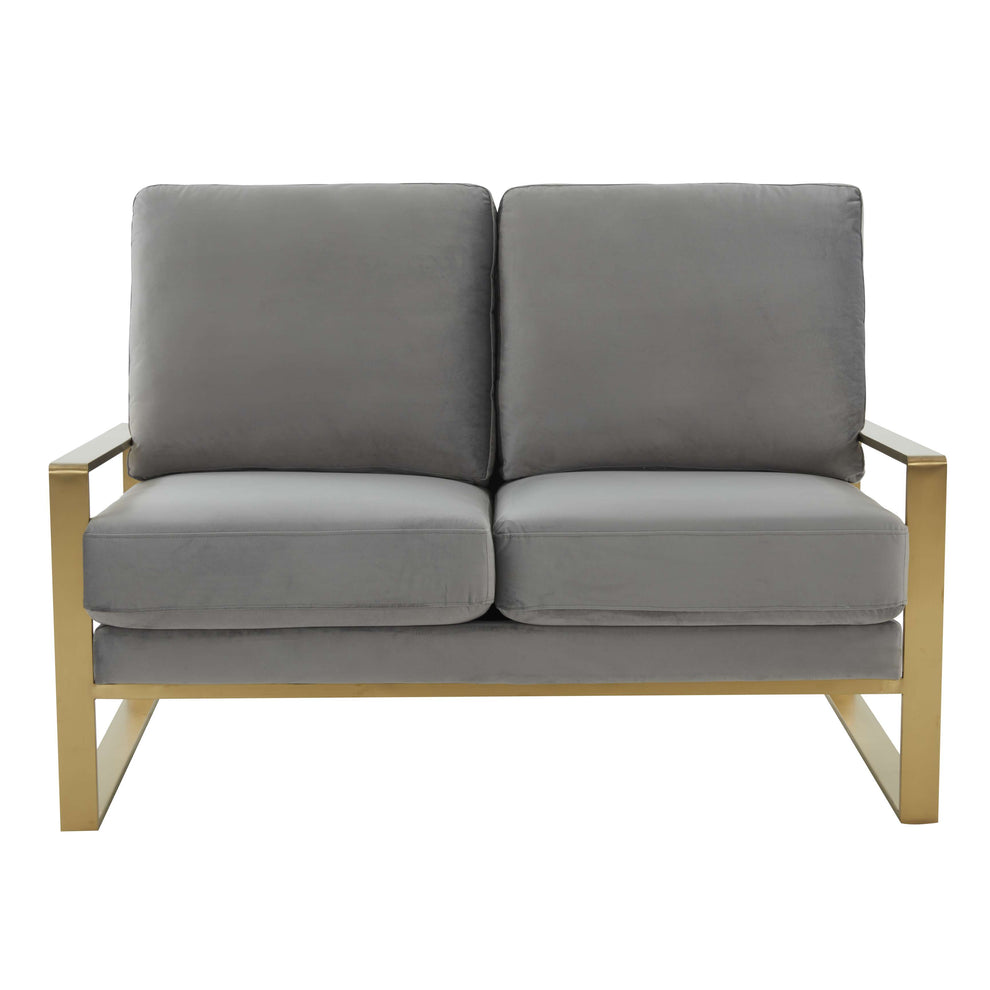 Leisuremod Jefferson Contemporary Modern Velvet Loveseat With Gold Frame | Loveseats | Modishstore - 25