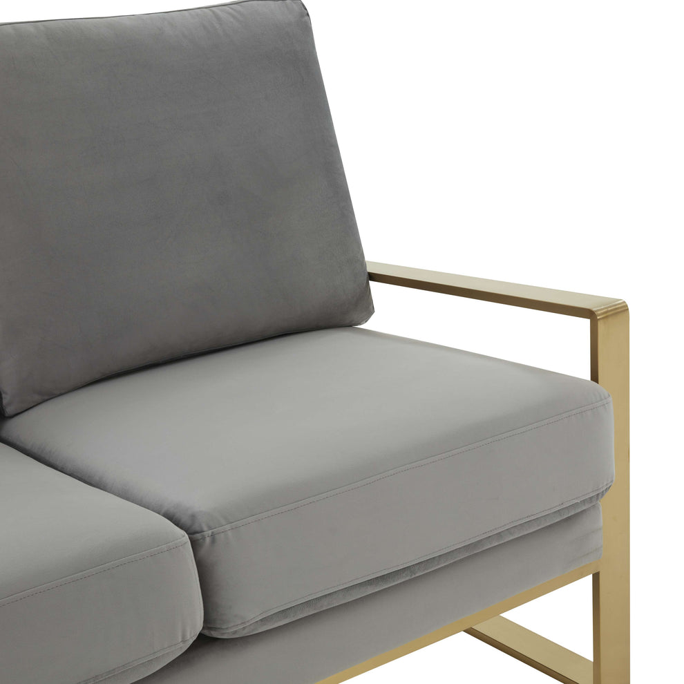 Leisuremod Jefferson Contemporary Modern Velvet Loveseat With Gold Frame | Loveseats | Modishstore - 21