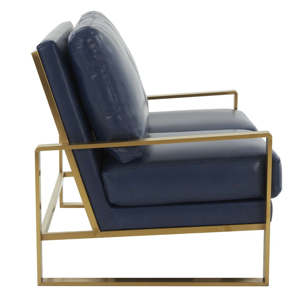 LeisureMod Leather Loveseat - Gold Frame - Black | Loveseats | Modishstore - 22