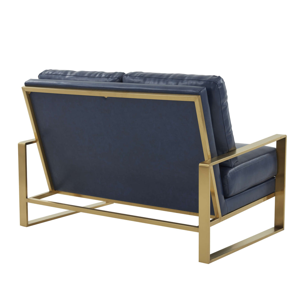 LeisureMod Leather Loveseat - Gold Frame - Black | Loveseats | Modishstore - 21
