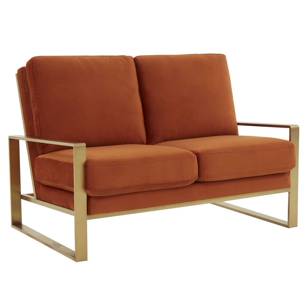 Leisuremod Jefferson Contemporary Modern Velvet Loveseat With Gold Frame | Loveseats | Modishstore - 29