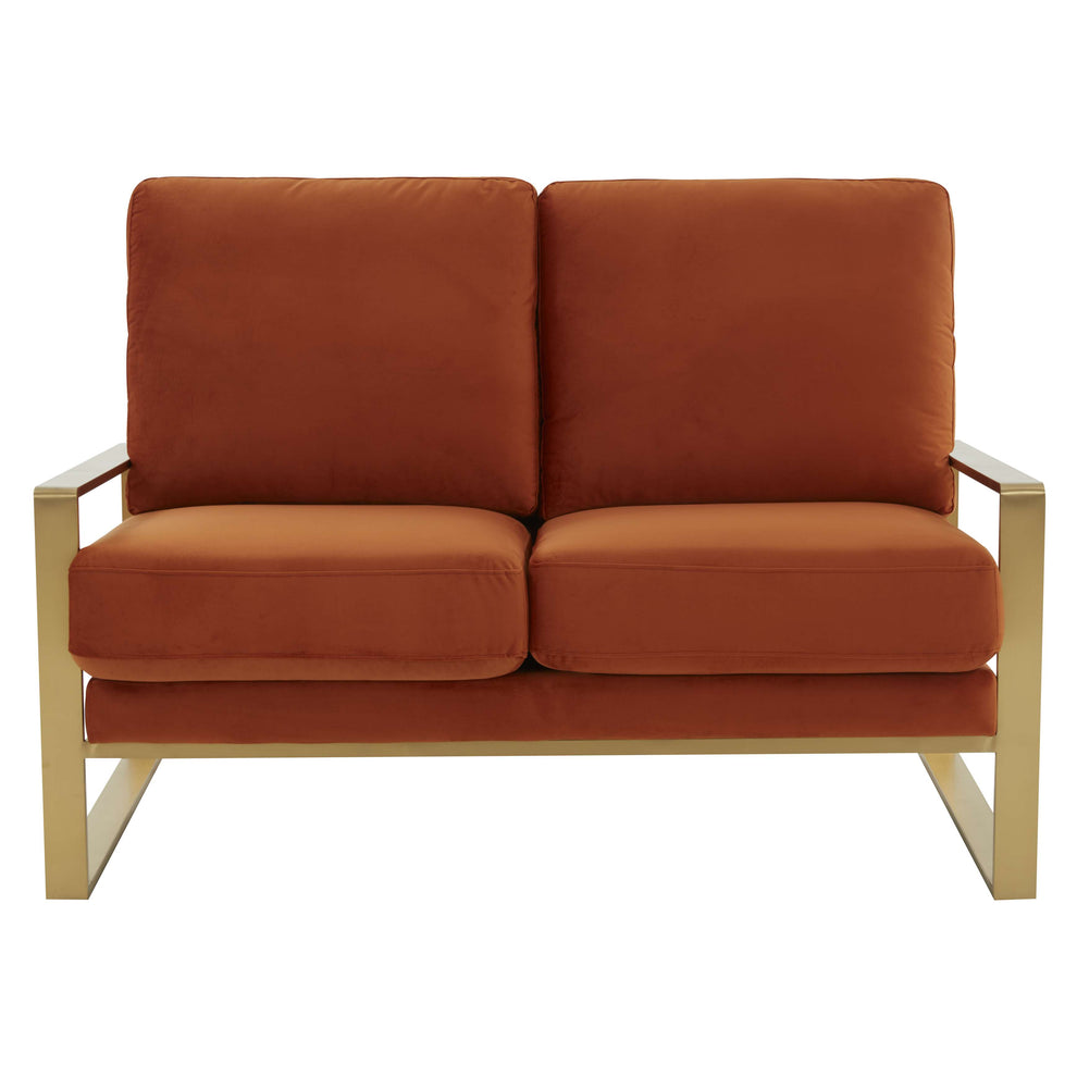 Leisuremod Jefferson Contemporary Modern Velvet Loveseat With Gold Frame | Loveseats | Modishstore - 30