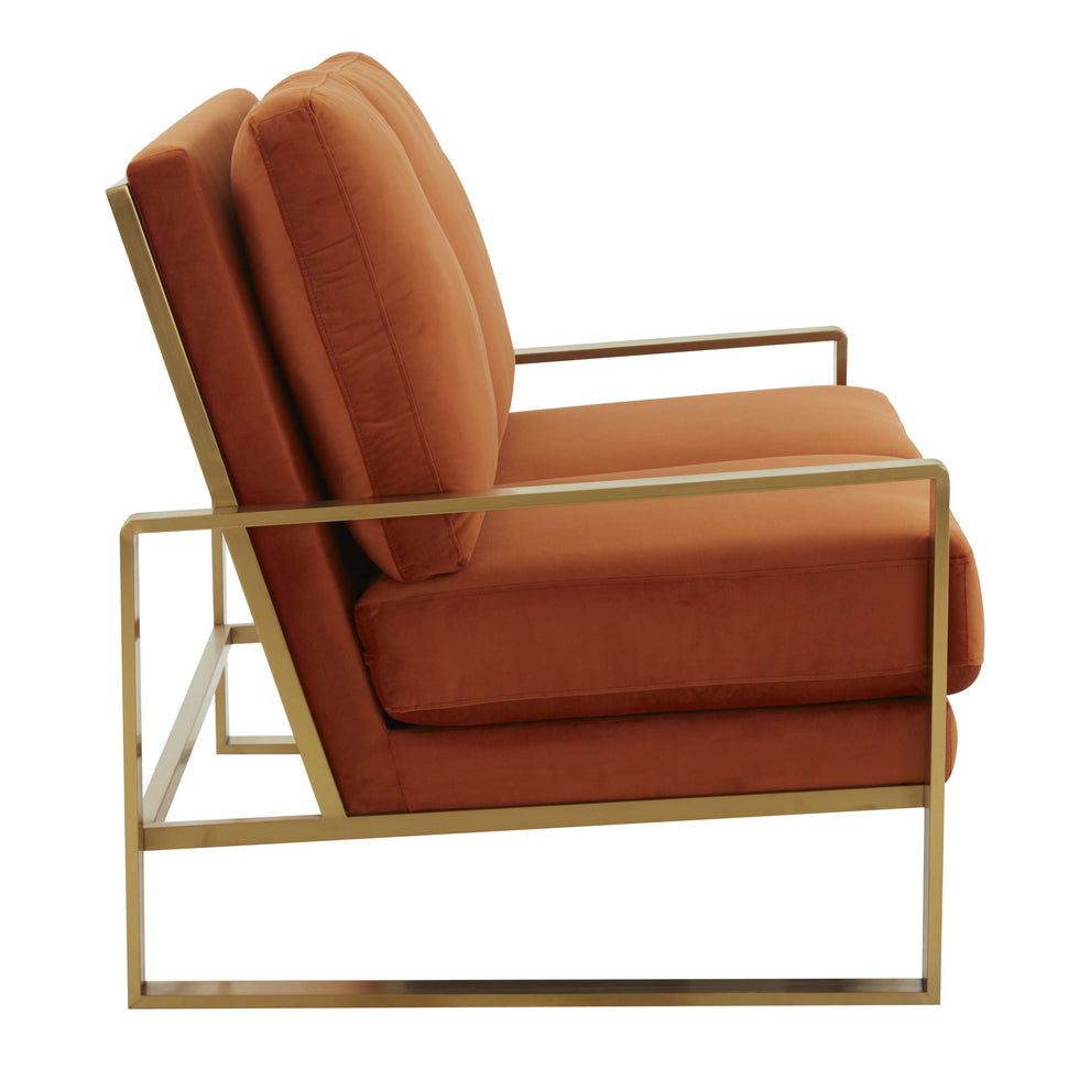 Leisuremod Jefferson Contemporary Modern Velvet Loveseat With Gold Frame | Loveseats | Modishstore - 28
