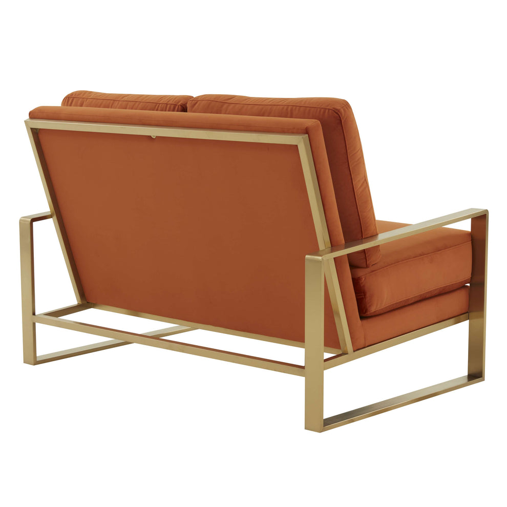 Leisuremod Jefferson Contemporary Modern Velvet Loveseat With Gold Frame | Loveseats | Modishstore - 27