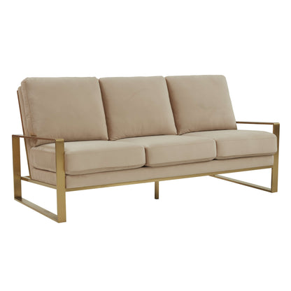LeisureMod Jefferson Contemporary Modern Design Velvet Sofa With Gold Frame. | Sofas | Modishstore - 2