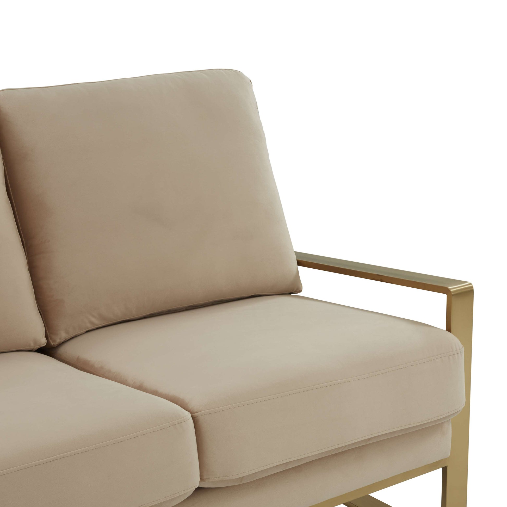 LeisureMod Jefferson Contemporary Modern Design Velvet Sofa With Gold Frame. | Sofas | Modishstore - 7