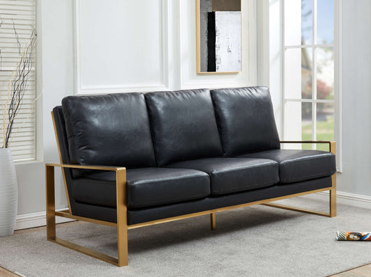 LeisureMod Jefferson Modern Design Leather Sofa With Gold Frame | Sofas | Modishstore