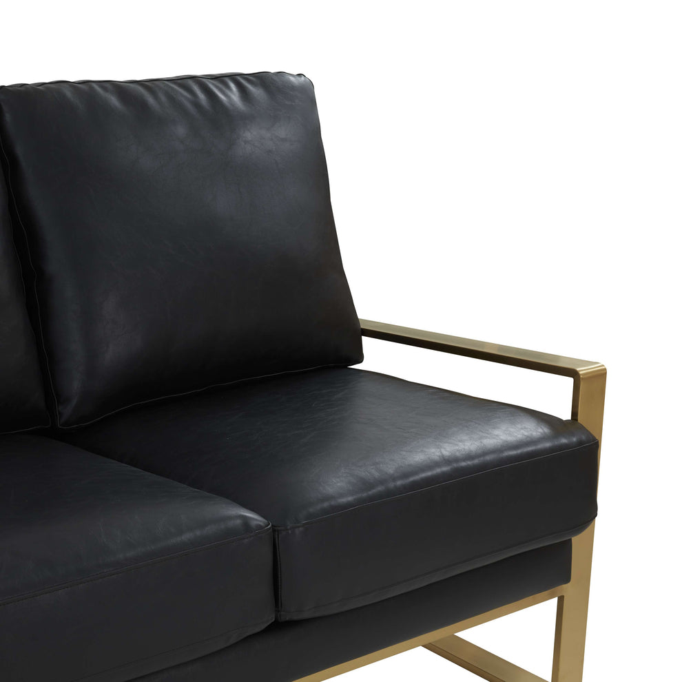 LeisureMod Jefferson Modern Design Leather Sofa With Gold Frame | Sofas | Modishstore - 7
