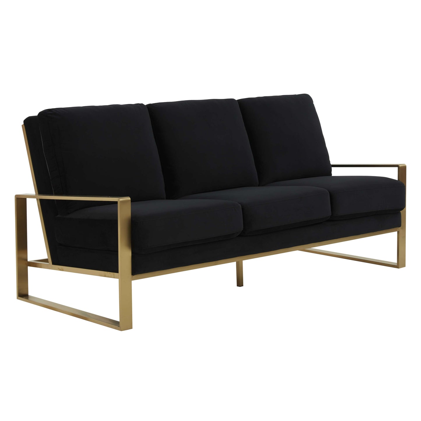 LeisureMod Jefferson Contemporary Modern Design Velvet Sofa With Gold Frame. | Sofas | Modishstore - 10