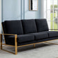 LeisureMod Jefferson Contemporary Modern Design Velvet Sofa With Gold Frame. | Sofas | Modishstore - 9